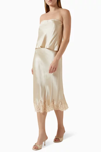 تنورة كارولينا متوسطة الطول حرير