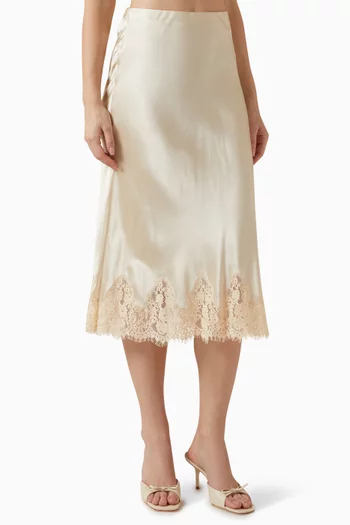 تنورة كارولينا متوسطة الطول حرير