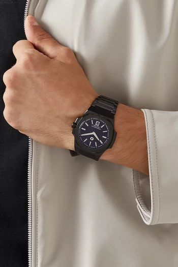 MT Black In - PVD Black 316L Stainless Steel 40.5mm Case, Sapphire Crystal with AR coat, Steel Bracelet, WR100M, Swiss Ronda 714, Swiss Luminous Hands, Extra Black Rubber Strap, Black Dial, Index:BLACK:One Size|219246067