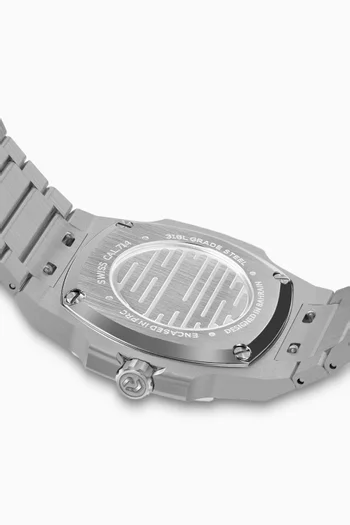 MT Espresso - AR - Silver 316L Stainless Steel 40.5mm Case, Sapphire Crystal with AR coat, Steel Bracelet, WR100M, Swiss Ronda 714, Swiss Luminous Hands, Extra Brown Rubber Strap, Brown Gradient Dial, Arabic:SILVER:One Size|219246068