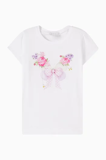 Bow-print T-shirt in Cotton