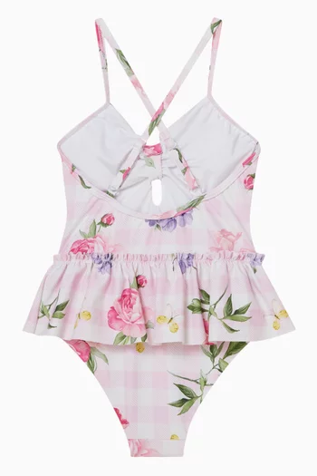 Floral Gingham One-piece Swimsuit