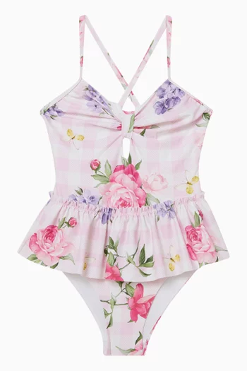 Floral Gingham One-piece Swimsuit