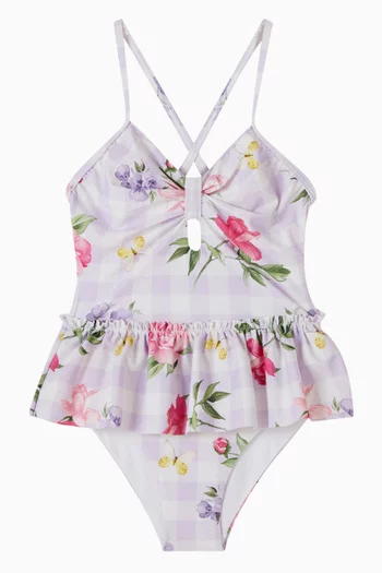 Floral Gingham One-piece Swimsuit