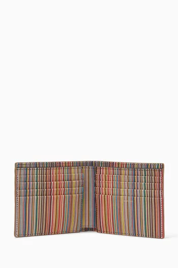 Signature Striped Wallet in Leather
