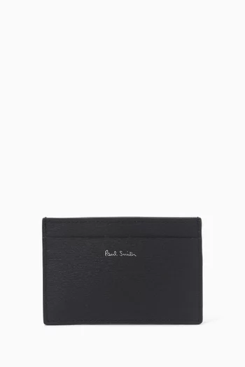 Embossed Logo Card Holder in Leather