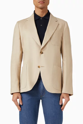Single-breasted Tailored Blazer in Linen-blend