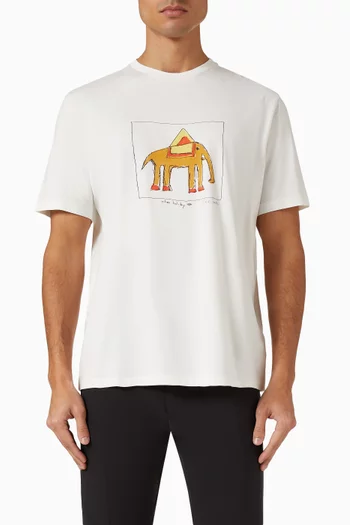 تي شيرت بطبعة فيل قطن 