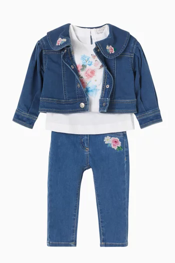 Floral Straight-leg Jeans in Denim