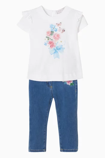 Floral-print Ruffled Top