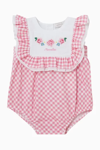 Gingham-print Bodysuit in Cotton