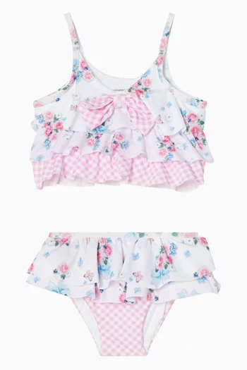 طقم بيكيني بكشكش ونقشة زهور