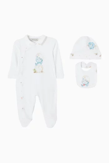 طقم بطبعة ديناصورات قطن، 3 قطع