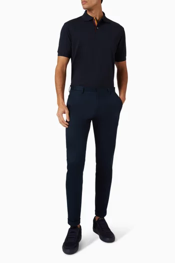 تي شيرت بولو بصف أزرار مخطط قطن