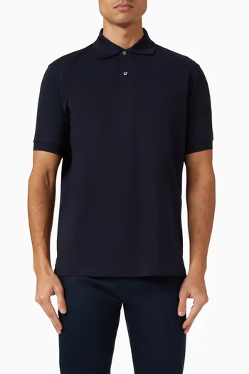 تي شيرت بولو بصف أزرار مخطط قطن