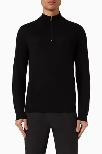 سترة بسحّاب قصير صوف مارينو