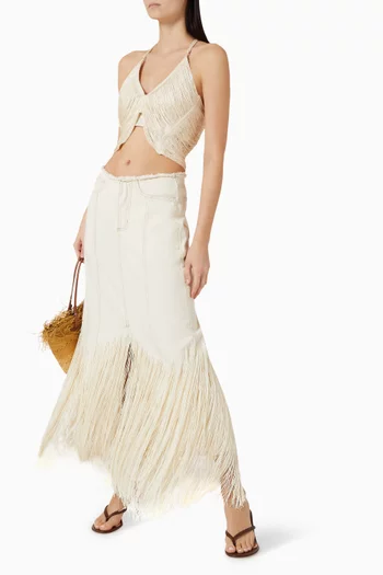 Ventisca Fringe Skirt in Denim