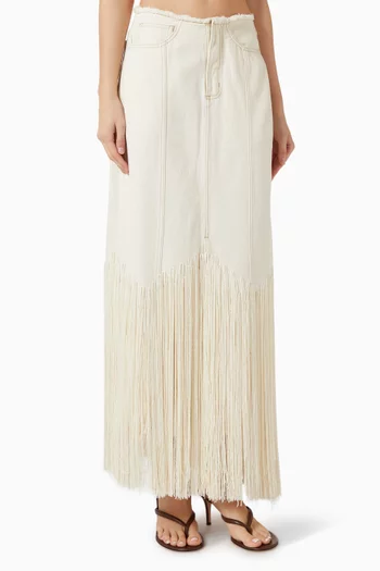 Ventisca Fringe Skirt in Denim