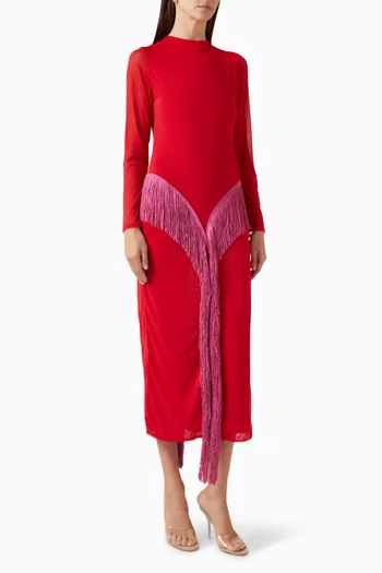 Eas Fringe Dress in Mesh