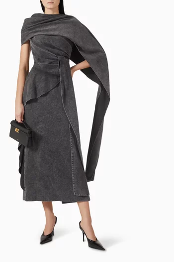 فستان متوسط الطول بكاب دينم