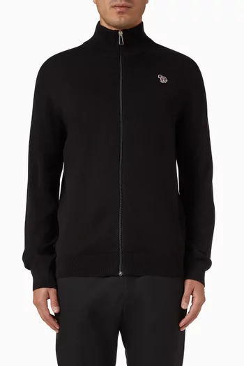 كارديغان بسحّاب وشعار زيبرا قطن عضوي