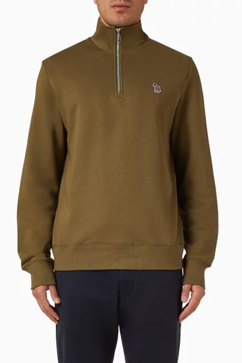 سويت شيرت بسحّاب قصير وشعار الزيبرا قطن