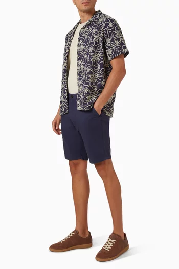 قميص مطرز بنقشة زهور مزيج قطن