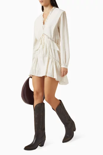 فستان داميا قصير بكشكش مزيج قطن