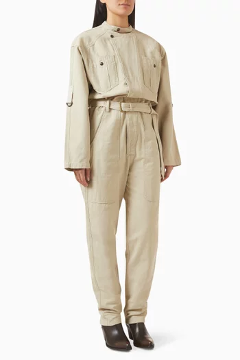 Nessime Belted Jumpsuit in Cotton Blend