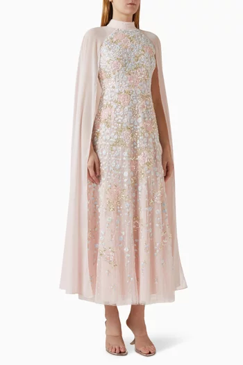 Cressida Floral Cape Ankle Gown