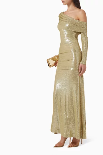 فستان نوفا بكتف مكشوف وحافة بطول الكاحل