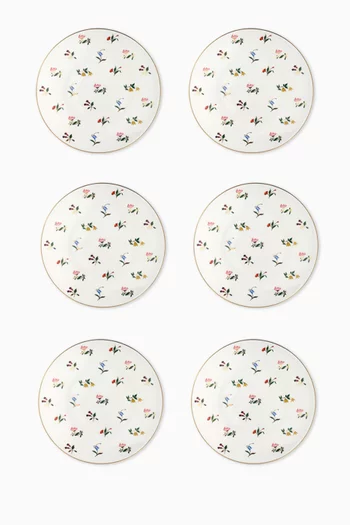 Flower Power Dessert Plates in Porcelain, Set of 6