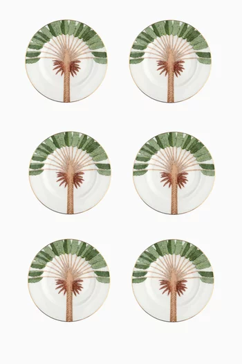 The Palm Dessert Plates in Porcelain, Set of 6