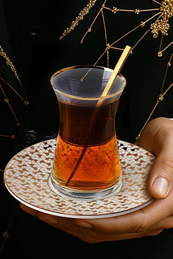 Istikana Geo Cups & Saucers, Set of 6