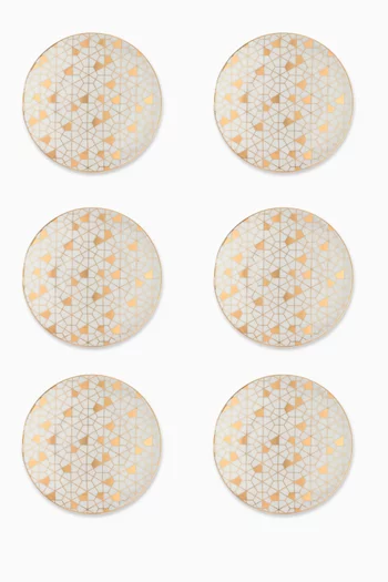 Geo Gold Dessert Plates in Porcelain, Set of 6