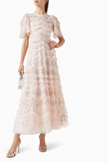 فستان مارينا بطول الكاحل وكشكش تول