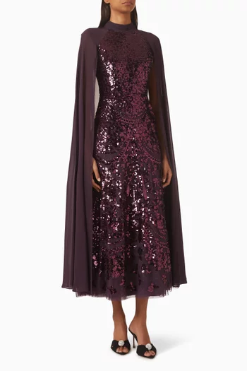 Chandelier Cape Ankle Gown