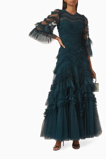 Elia Ruffle Gown in Tulle