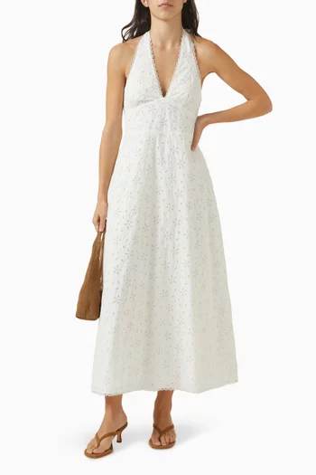 فستان سلمى بحمالات حول الرقبة قطن