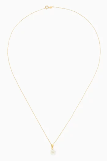 قلادة بتصميم زهرة مرصعة بالماس واللؤلؤ ذهب عيار 18