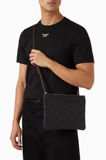 حقيبة كروس أرين بتصميم مسطح جلد بنقشة فيزيتوس