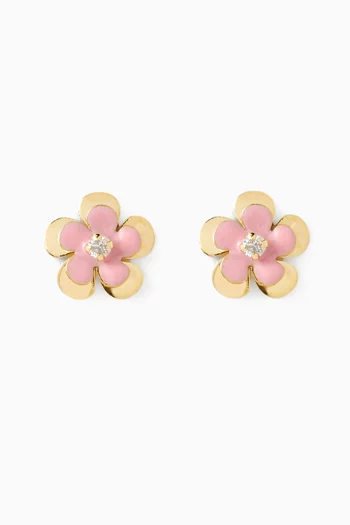 Floral Diamond Stud Earrings in 18kt Gold