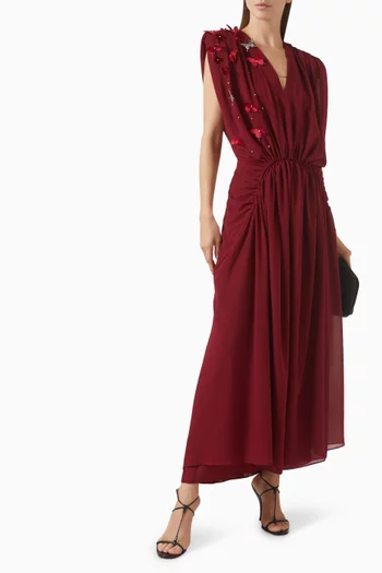 Butterfly Midi Dress in Chiffon