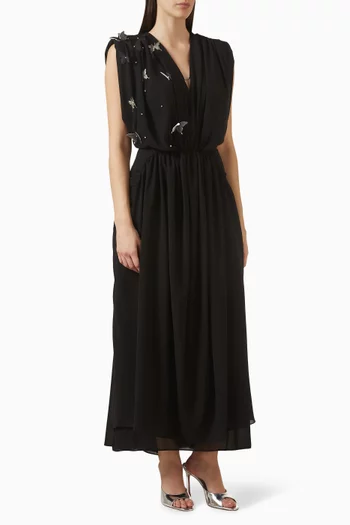 Butterfly Midi Dress in Chiffon