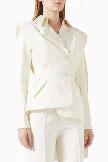 Scarf Blazer in Gabardine-silk