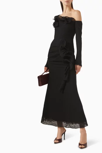 Frill Dress in Wool-knit