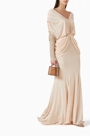Embellished Draped Gown
