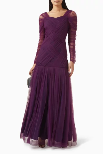 Embellished Ruched Maxi Dress
