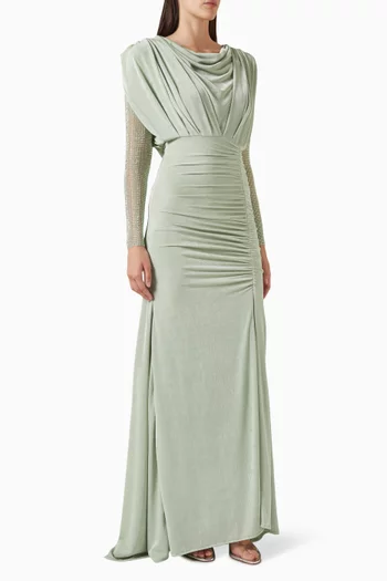 فستان بفتحة وكشكش