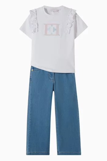 تي شيرت بتطريز شعار الماركة قطن